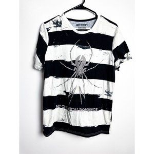 Hot Topic My Chemical Romance Striped Crewneck Spider T shirt Large